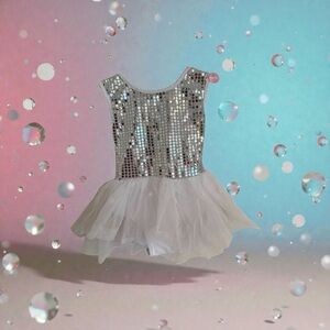 Girls Dance Star White Tutu Dress Costume Sparkle Star Ballerina Dance Outfit